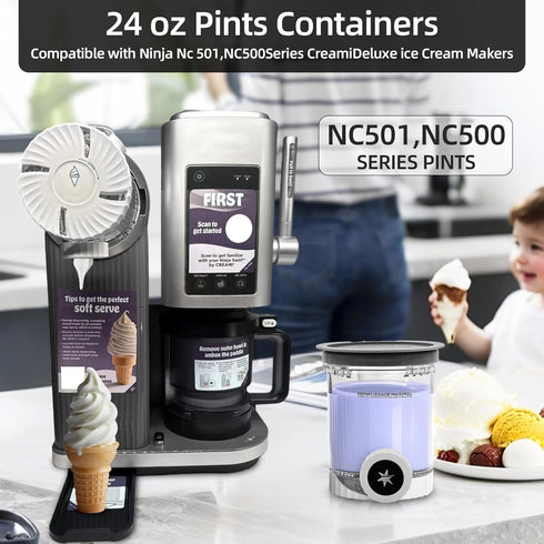 4 Pack Lids,NC700 creami swirl pints and Makers Containers Cups creami accessories Compatible with Swirl Ice Cream