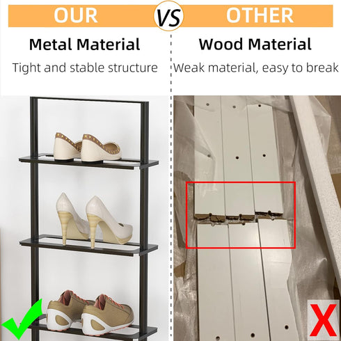 5 Closet Metal Shoe Stand, Tier Vertical Shoe Rack, Narrow Shoe Rack for Small Space Saving Shoe Tower Sturdy, Free