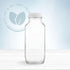 16oz Pack 4 kitchentoolz Square Glass Milk Bottles with Airtight Plastic Lids of | Reusable Milk Containers for Fridge