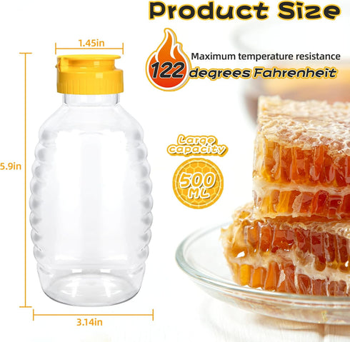 SkyJourney 24 Pack 16 oz,Refillable honey bottles squeeze Food Grade Honey Container,Bottles With Leak Proof Flip-Top