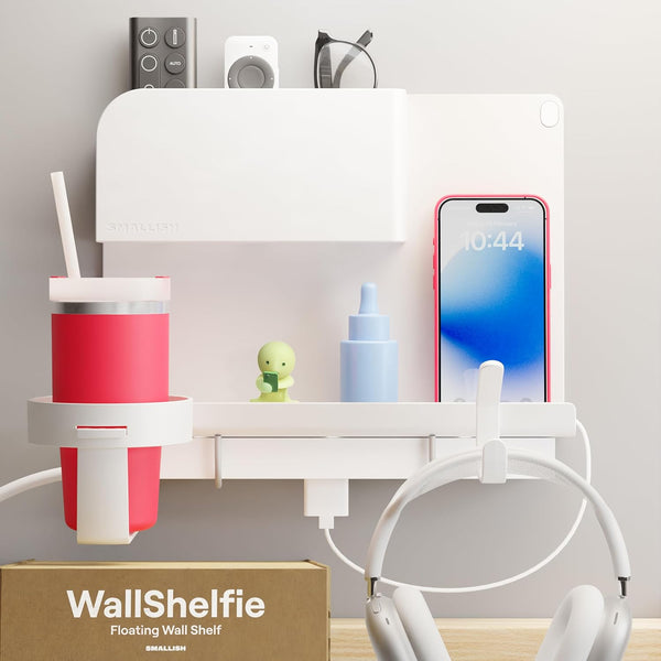WallShelfie Bedside Wall Organizer & Dorm Decor - Dorm Room Essential, Floating