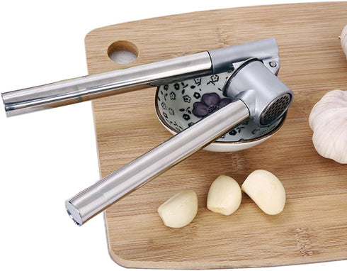 Makidar Stainless Steel Garlic Press Extended Handle Heavy Duty Garlic Mincer and Crusher Manual Kitchen Tool