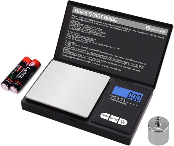 Digital Gram Scale, 200g 0.01g/0.001oz Weight Scale for Grain, Gold, Jewelry, LCD Display, Tare, Auto Off