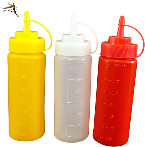 Condiments Squeeze Bottles for Ketchup, Mustard, Mayo, Dressing, Oil, Syrup, Vinegar, Sauces,