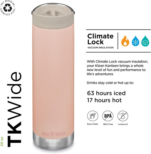 20oz Klean Kanteen TKWide Insulated Coffee Tumbler with Caf Cap - Peach Parfait