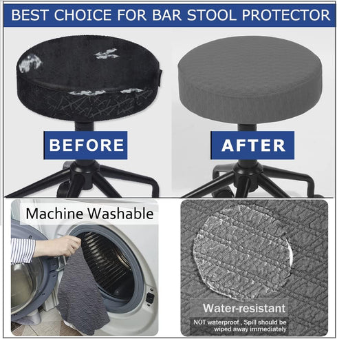 4 Dia.14-16, 4 Counts, BUYUE pcs Bar Stool Covers Luxury Crease-Resistant Jacquard Fabric Stretch Washable Vanity Stool