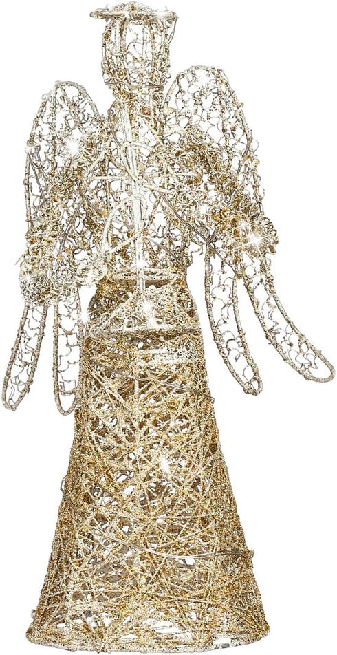 PRETYZOOM Exquisite Glitter Angel Christmas Tree Topper Figure Treetop Ornament for Festival Home Decor