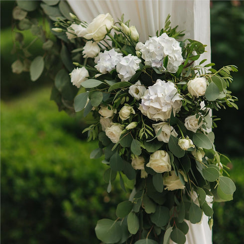 Auihiay 26 Pieces Artificial Flowers Hydrangea Silk Heads with Stems for Home Wedding Party Decorations (Ivory)