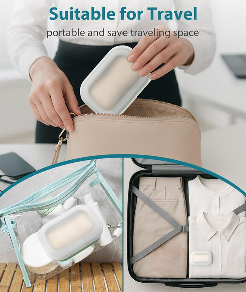 Quatish Compact Leakproof Travel Soap Case, Silicone Soap Box with Draining Layer, Enhanced Soap Container, Suitable