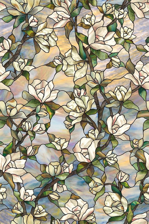 Artscape Star Magnolia | Window Privacy Film Stained Glass Pattern| Non-Adhesive & UV Protection | Easy to Apply & Removable | 24 x 36 inches | Made in USA by ARTSCAPE