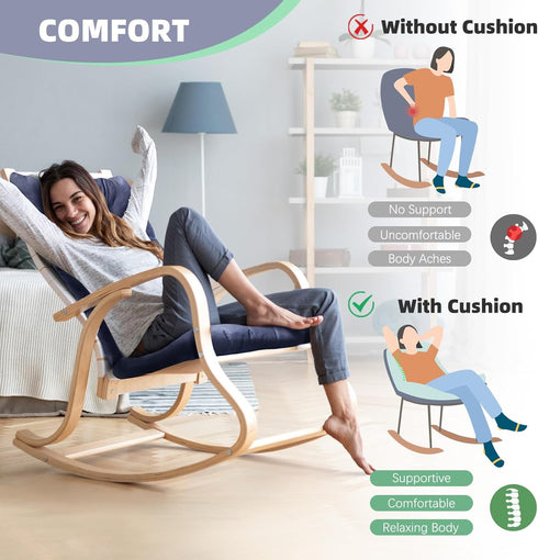 1 Set Rocking Chair Cushion High Back Chair Cushions for Garden Outdoor Indoor Sofa Tatami Car Seat Beach Tatami Mat