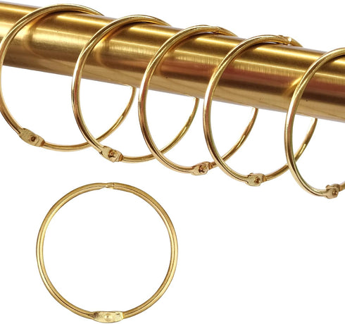 24 Pack Shower Curtain Rings, Rust Proof Hooks for Bathroom, Circular Decorative Metal Rings (Gold)