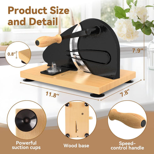 Commercial vanerepok Upgrade Manual Bread Slicer for Homemade Sourdough Bread, Classic Hand Crank Home Bread Slicer
