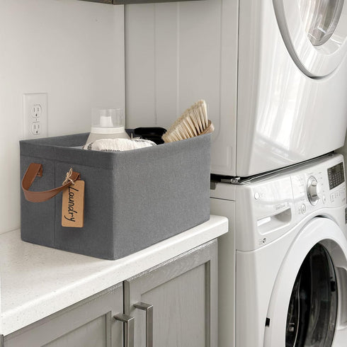 CHICVITA 2-Pack Storage Baskets for Organizing, Fabric Storage Bins for Clothes, Towels, Shoes, 14 ¾" L x 10 ¼" W x 8