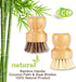 Bamboo Brush Dish Scrubber - Natural Bristles Palm Pot Brush, 2 Pack Round Mini Dish Brush for Kitchen Cleaning