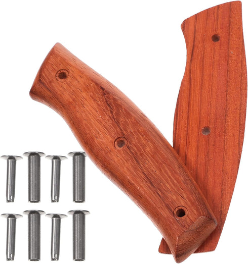 Zerodeko Kitchen Knife Replacement Handle, Wooden Knife Repair Handle with Nuts for Home (Dark Red)