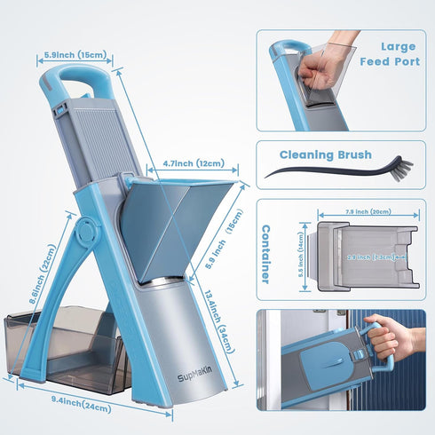 SUPMAKIN Upgrade Safe Mandoline Slicer Plus, Adjustable Vegetable Chopper Food Slicer, Kitchen Safe Chopping Artifact