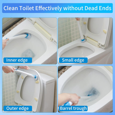 Disposable Toilet Brush with 40PCS Refills, Wall Mounted Compact Bathroom Bowl Wand Cleaning System Long Handle with Storage Caddy by DALIPER