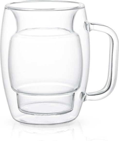 JoyJolt Cadus Double Wall Insulated Glass Coffee Cups Set of 2 - 10-Ounces Tea Glasses