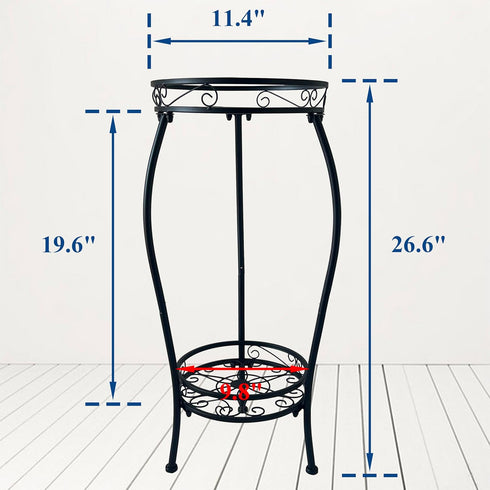 2 26.6" CASIMR Tier Plant Stand Indoor Outdoor, Tall Metal Potted Holder Rack Multiple Flower Pot Stand Heavy Duty