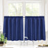 Valea Home Waffle Weave Textured Bathroom Window Curtains, Water Repellent Short Kitchen Tiers 24 inch Length, Navy Blue