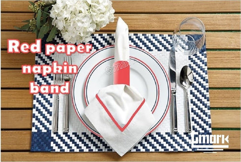 Gmark Paper Napkin Band Box of 500 - Red, Paper Napkin Rings Self Adhesive GM1048A
