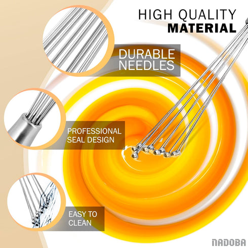 2 Pcs Ball Whisk Set, Stainless Steel Whisk with Ergonomic Handle, 10 Ball Head, Compact 12 & 10 for Stirring