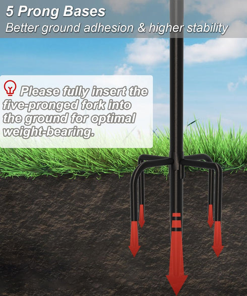 5 60 Inch Hummingbird 2 Pack Outdoor Double Shepherds Hook with Prong Base, Adjustable Heavy Duty Two Sided Bird Feeder