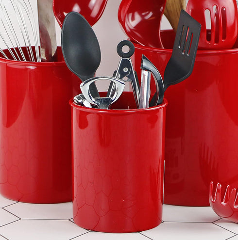 Reston Lloyd Small/Short Multipurpose Utensil/Crock Holder, Red for Kitchen Organization
