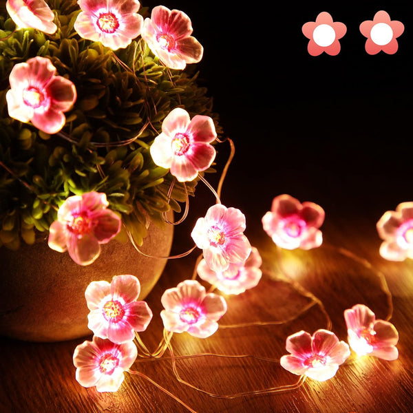 Mudder 1 Pack Cherry Blossom Flower String Lights 13 FT 40 LEDs