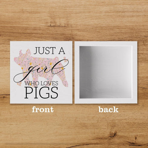 AACQQ Funny Pig Gifts - Wooden Box Sign for Office, Home, Farmhouse, Bathroom, Bedroom, Desk, Tabletop, Bookshelf, Wall