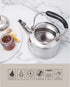 2 Martha Stewart Kingstree Large Qt Stainless Steel Tea Kettle Heavy Gauge Durable Whistling Tea Kettle for Stove Top
