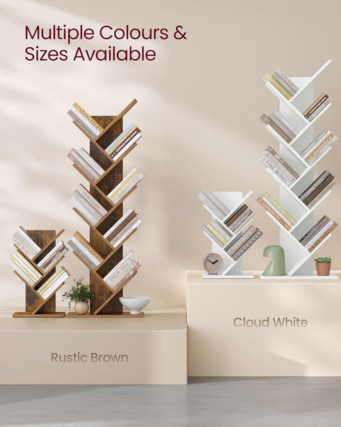 5-Tier ULBC183X01 VASAGLE Tree Bookshelf, Bookcase, Small Bookshelf, Space-Saving Corner Shelf, Book Tree, Holds Books