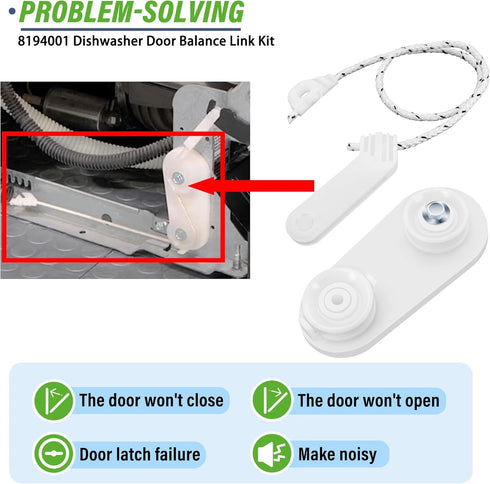 8194001 Dishwasher Door Balance Link Kit, Replaces 8194001VP W10158291, Compatible with Kenmore Whirlpool Maytag