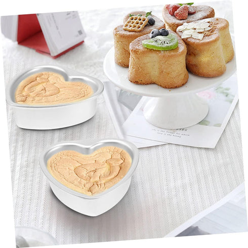 2pcs Heart Shaped Cake Mold Set - Aluminum Alloy Baking Molds for Mousse, Casserole, and Sandwich Loaf Cakes