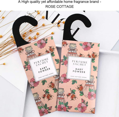 12 Packs Closet ROSE COTTAGE Large Baby Powder Hanging Air Freshener Scented Sachets Long Lasting Smell Goods