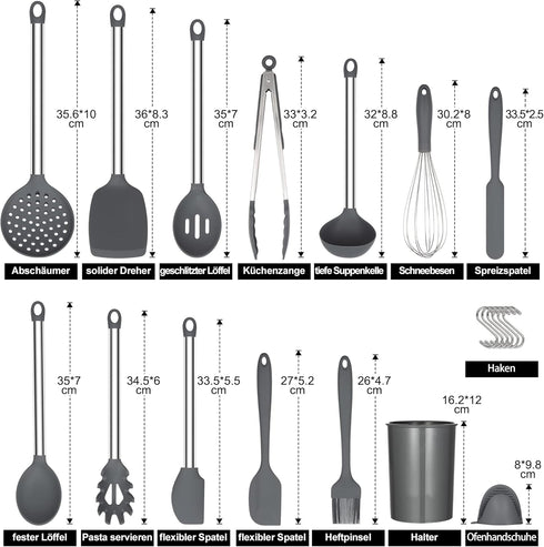 Kitchen Utensils Set, 27pcs Cooking Utensils Set, Non-Stick Silicone Spatula Set, Kitchen Appliances Utensil Sets by Fashionwu