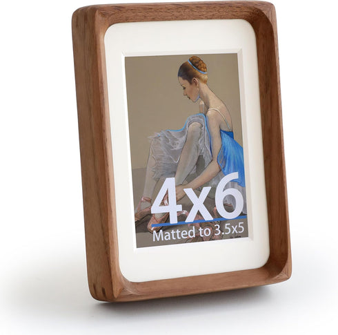 Walnut Wood Picture Frame,Picture 3.5x5 with Mat or 4x6 Without Mat,Standing Desk