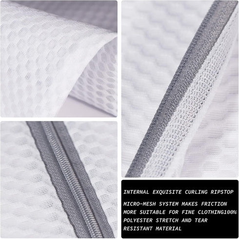 3Pcs Durable Honeycomb Mesh Laundry Bags, 125gsm Net Fabric for Delicates, 12 x 16 Inches