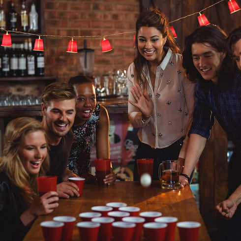 6.56FT Supplies(Red,2 Pack) Hiboom Red Cup String Lights, Mini Flip Cup LED Fairy Lights Battery Operated, Graduation
