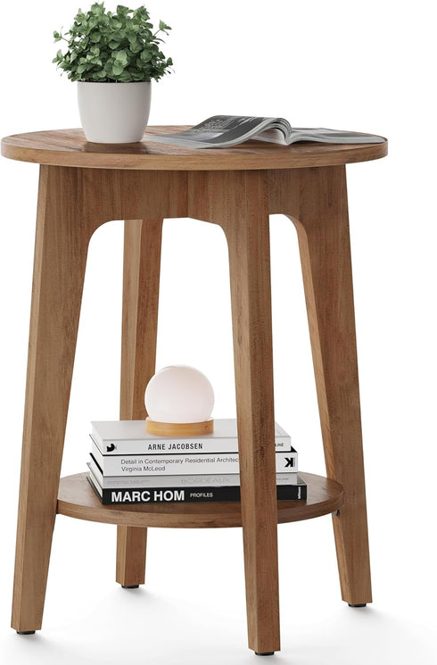 VASAGLE MAEZO Collection - Side Table, 2-Tier Small Round End Table, Nightstand