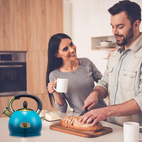 s-p Whistling Tea Kettle, Stainless Steel Teapot (2.8 QUART, Blue) for Stove Top Use
