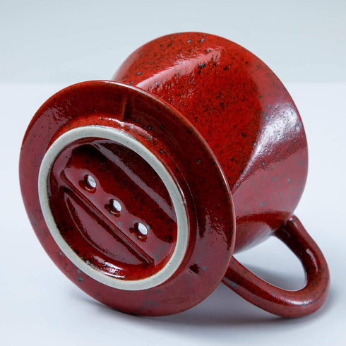 Asayu Japan Ceramic Coffee Pour Over Maker Set, Chrome Red, Slow Brewing Paper Filter Holder and Dripper