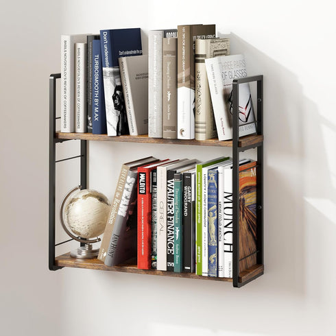 Floating Book Shelves for Wall, 2-Layer Wall Bookshelf for Book Storage, Space