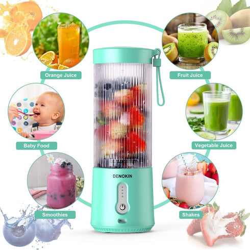 Portable Blender, Personal Size Blender for Smoothies and Shakes, USB Rechargeable Mini Juicer Cup for Kitchen, Travel