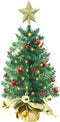 24 Inch Tabletop Mini Christmas Tree, Miniature Pine Tree with Hanging Ornaments, Battery Operated