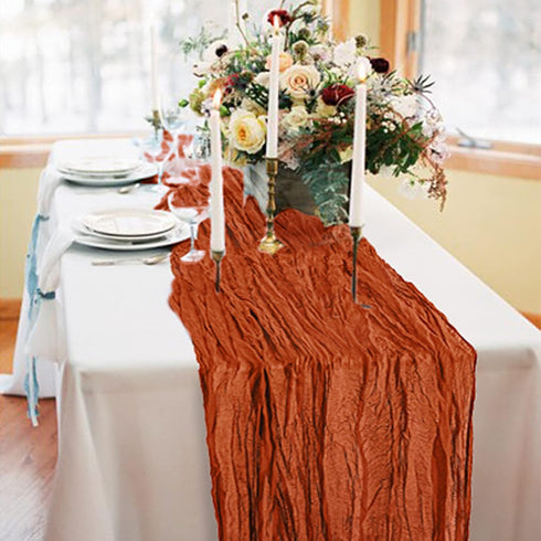 2 Pack Terracotta Cheesecloth Table Runners - 10Ft Rustic Gauze Decor for Bridal Baby Shower Birthday Party