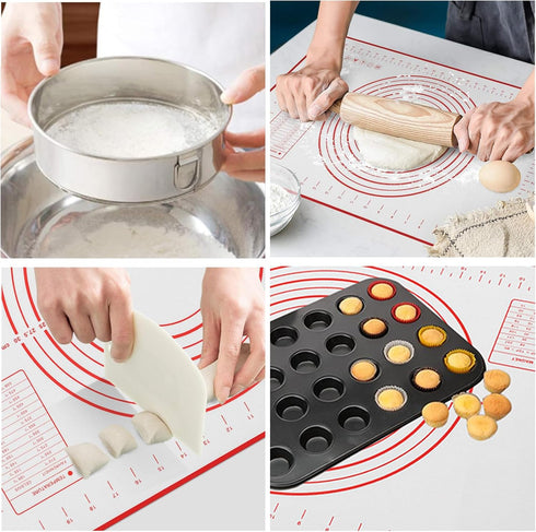 Sifter for Baking, Stainless Steel Round Flour Sifter with Dough Scraper, Diameter 6-8-10-12inch, Mesh-Hole Size 0.25mm