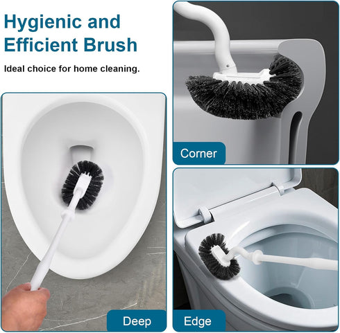BKCOYSJ 1) Toilet Bowl Brush and Holder Sturdy Plastic Long Handled Toilet Brushes for Bathroom with Ventilated Base