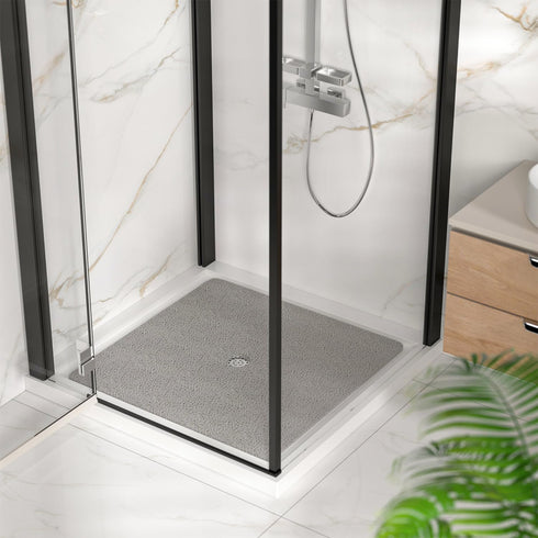 36 36 Inch HITSLAM Square Shower Mat, x Non Slip Bath Mat for Tub, Soft PVC Loofah Bathtub Mats with Drain Holes, Quick